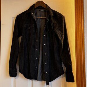 Charcoal grey and black button up shirt by Ralph Lauren. size small.